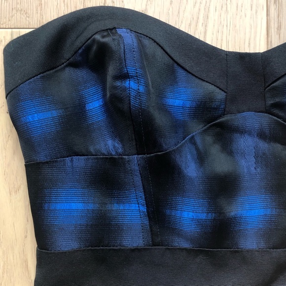 DVF Diane von Furstenberg “Little Ann” Blue Plaid Bustier Strapless Dress SZ 4 - Picture 7 of 17